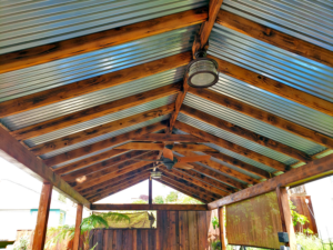 View of the pergola with fence.